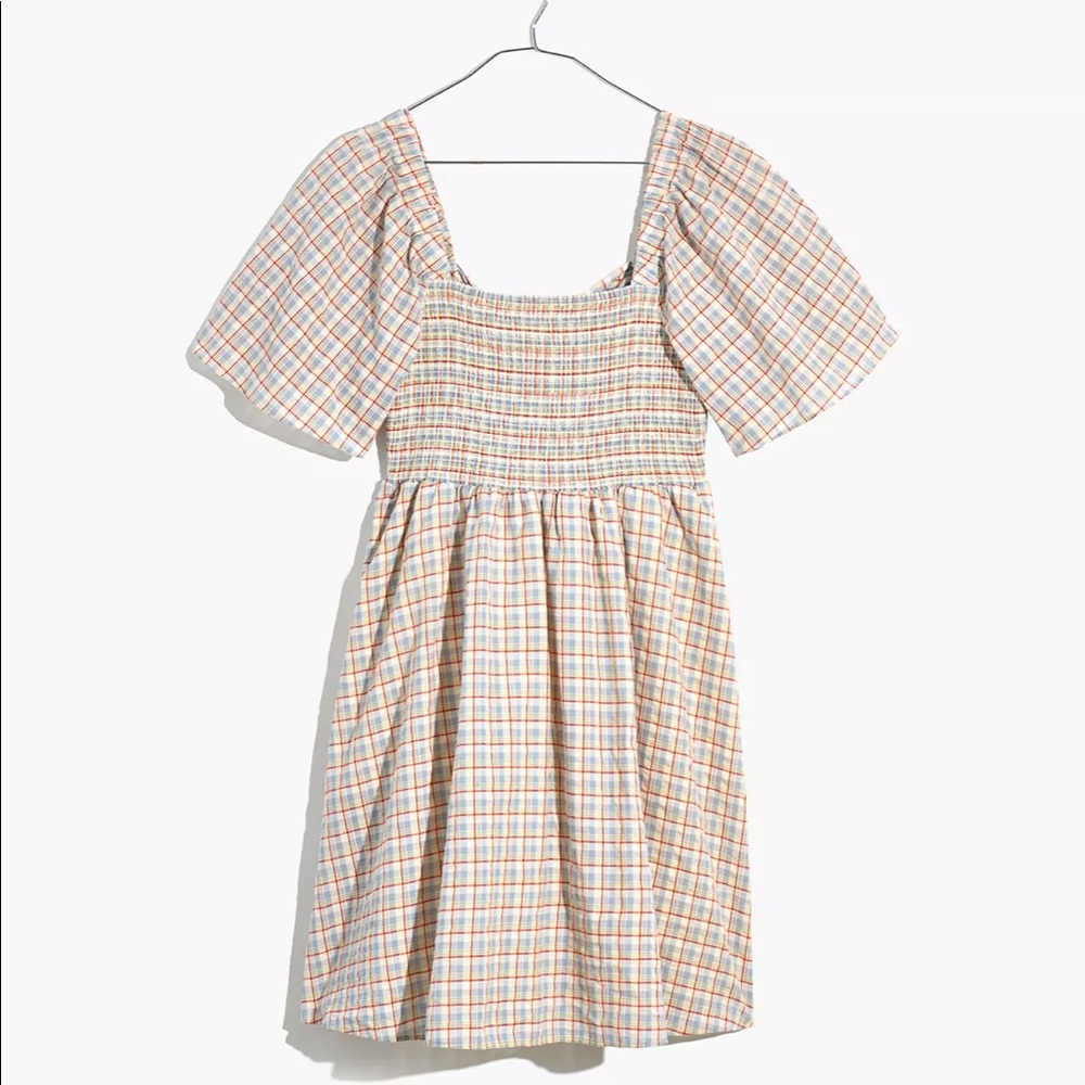 Madewell Seersucker Lucie Tie-Back Mini Dress in Plaid